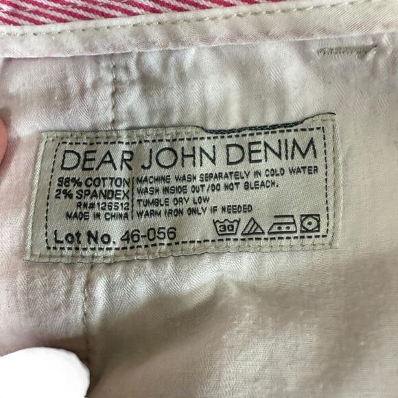 Dear John Pinstriped Cuffed Chino Shorts Red 29 Coastal Preppy Prep Fishingcore - Picture 5 of 9